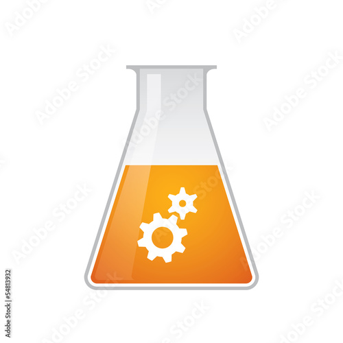 Chemical test tube with gears icon