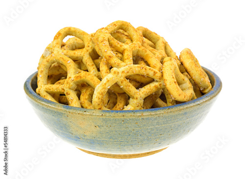 Honey oat pretzels in bowl