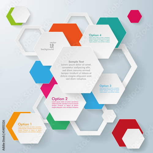 Infographic Colored Paper Hexagons