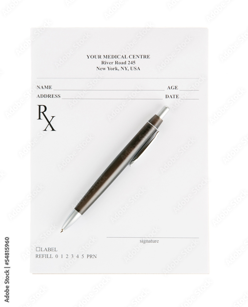 Empty medical prescription isolated on white Empty medical prescription isolated on white