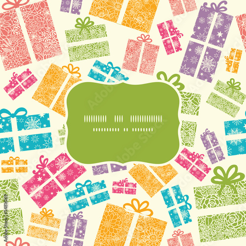 Colorful Textured Gift Boxes Frame Seamless Pattern Background