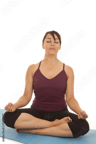 woman fitness yoga meditate eyes closed