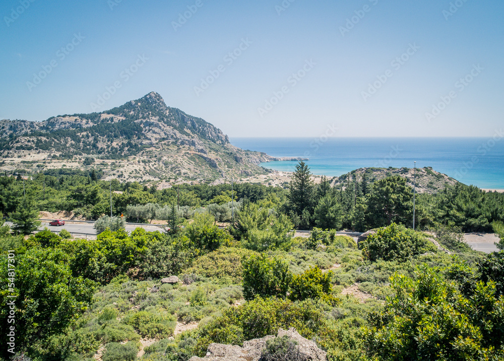seashore landscape of Rhodes island, Greece