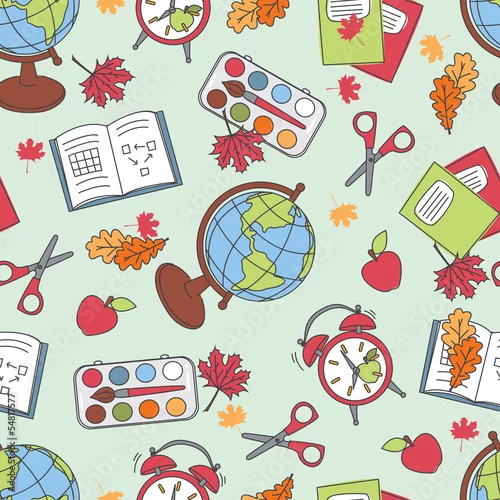 Obraz Kolorowy wzór przyborów szkolnych