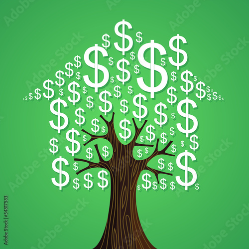 Real estate tree house cash icons rental concept.