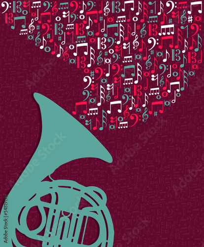 Music notes splash Tuba illustration