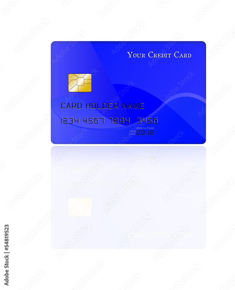 credit card, with reflection