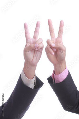 Businessman show finger V sign © hin255