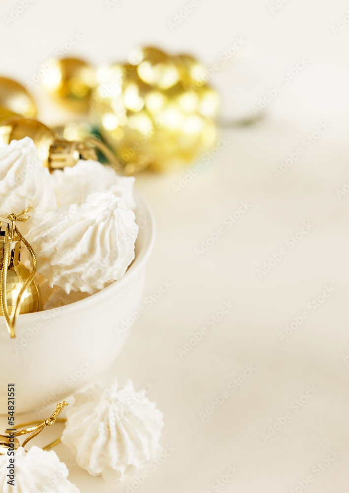 Fototapeta premium meringue cookies on Christmas table