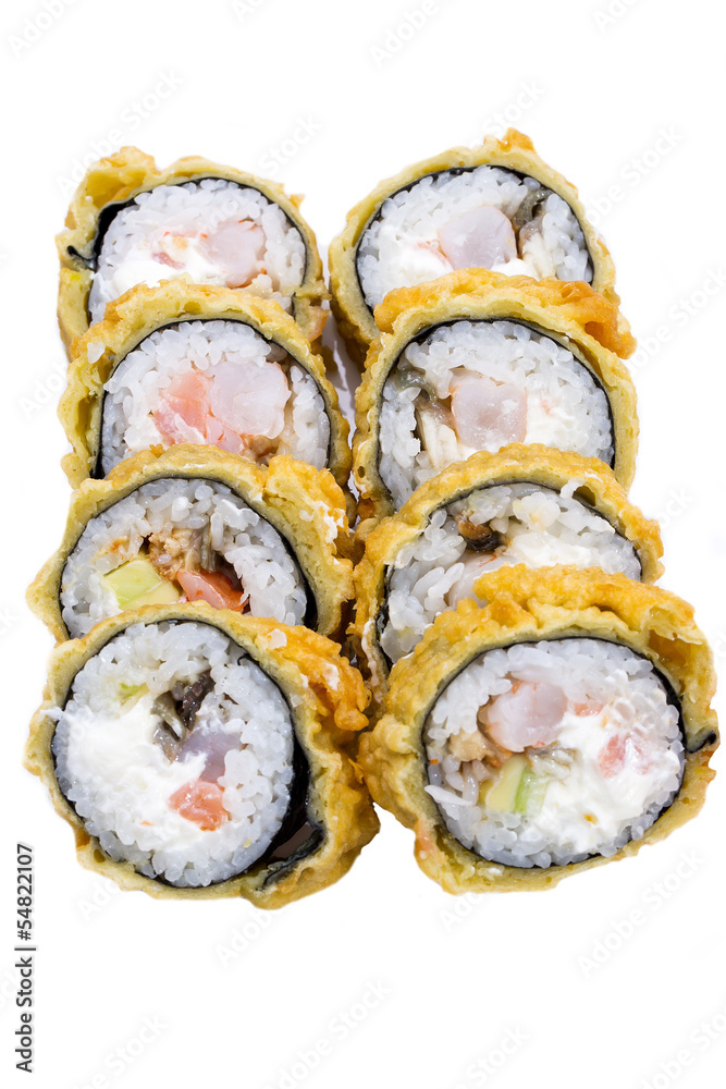 Japanese sushi seafood on a white background Japanese sushi seafood on a white background