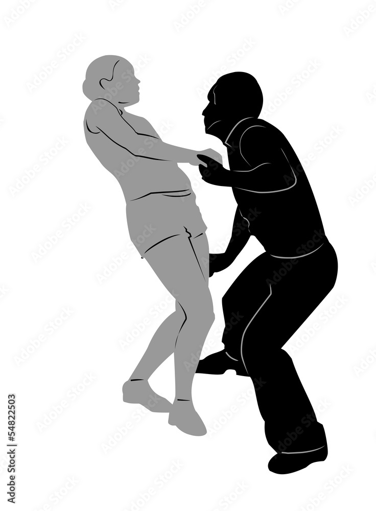 Couple dancing hustle. Vector illustration.