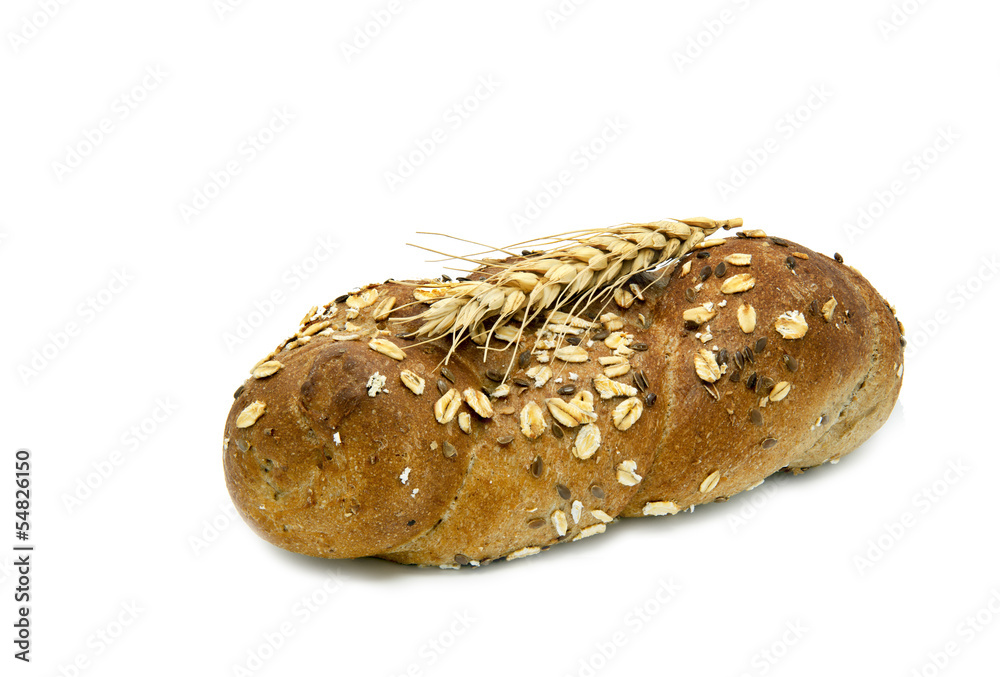 Bread with seeds of oat isolated on white Bread with seeds of oat isolated on white