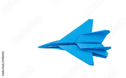 Origami F-15 Eagle Jet Fighter isolated on white background