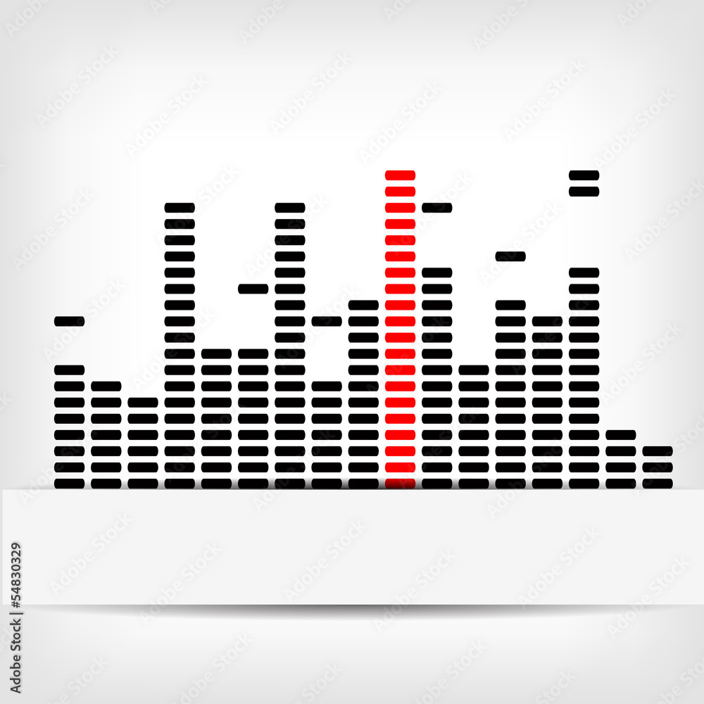 Monochrome digital equalizer background with red strip Monochrome digital equalizer background with red strip