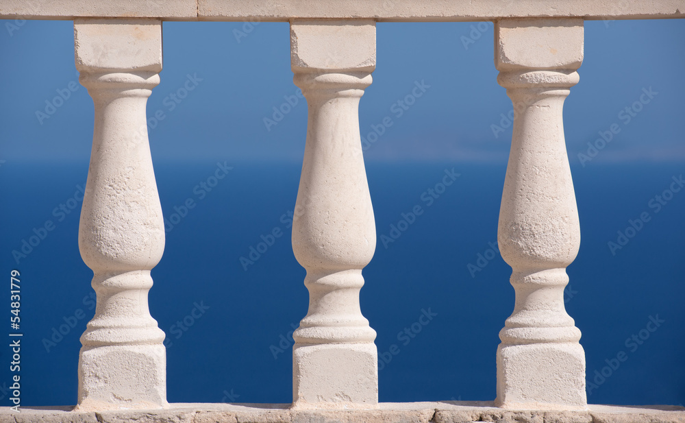 Fototapeta premium stone white balustrade on sky background