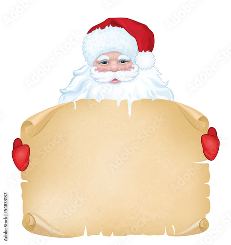 Vector of Santa Claus holding  manuscript isolated.