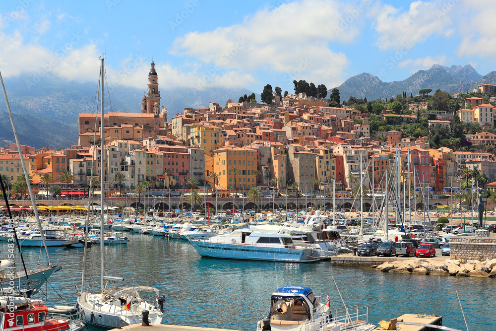 Old town of Menton, France.