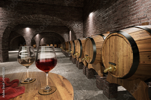 Obraz na plátně Ancient wine cellar