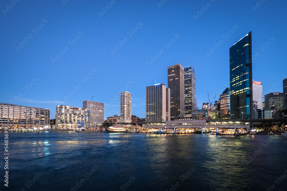 Obraz premium Sydney October 10,2009 Circular Quay with a reflections in the b