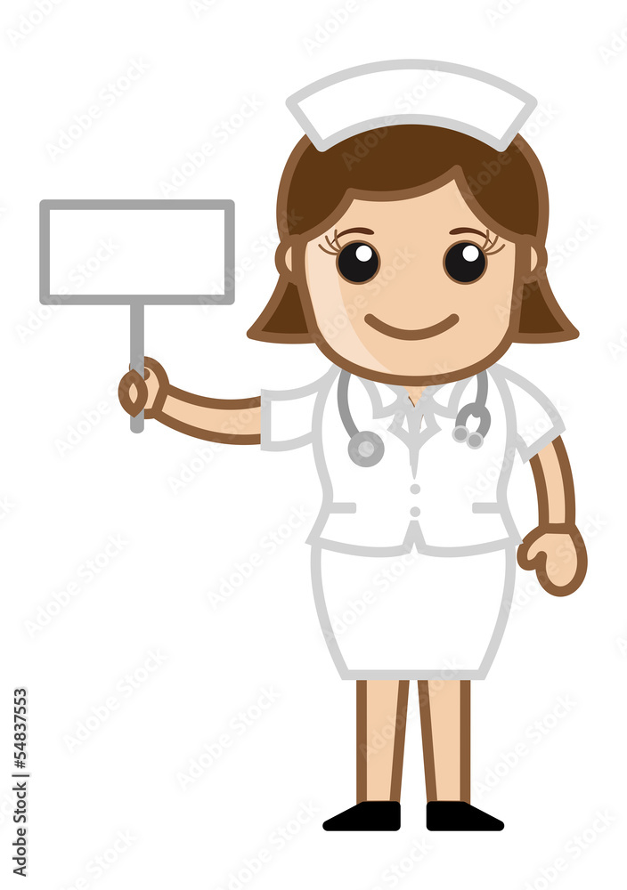 Nurse with Blank Banner - Doctor & Medical Character Concept Nurse with Blank Banner - Doctor & Medical Character Concept