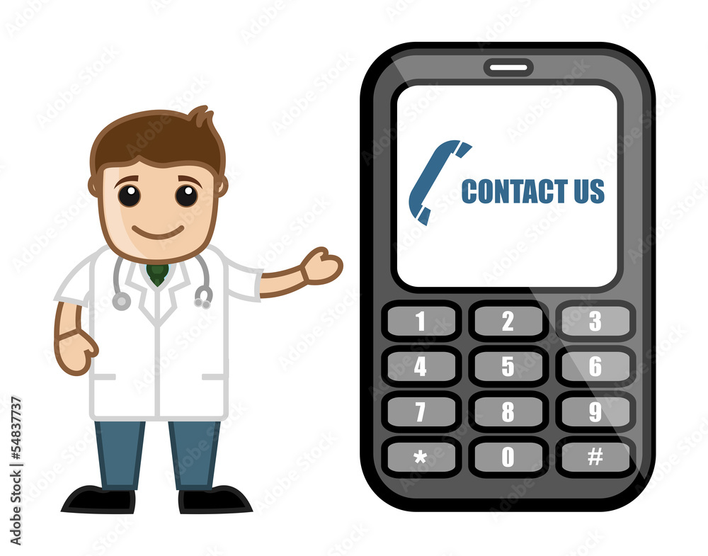 Contact Us - Doctor & Medical Character Concept Contact Us - Doctor & Medical Character Concept