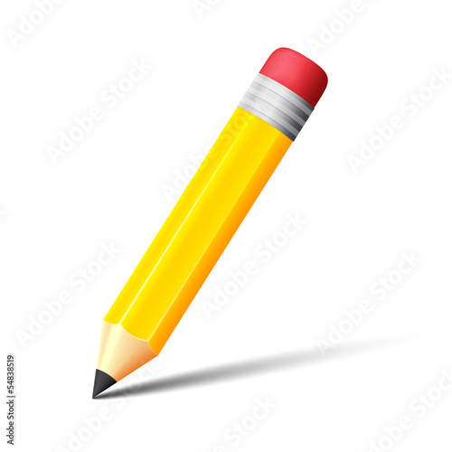 Yellow pencil with eraser vector icon