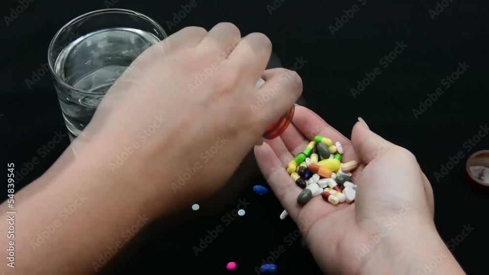 A person is committing suicide by drugs (short version 2)