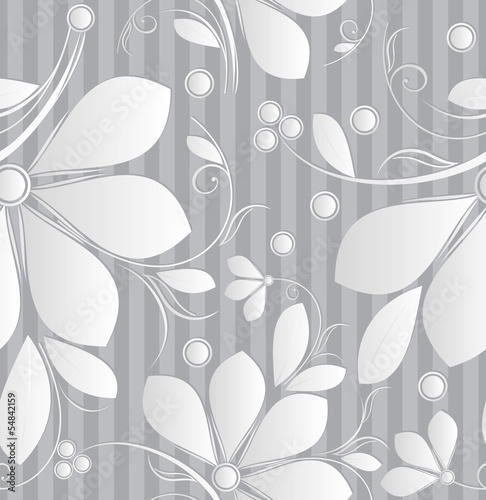 Floral silver seamless wallpaper