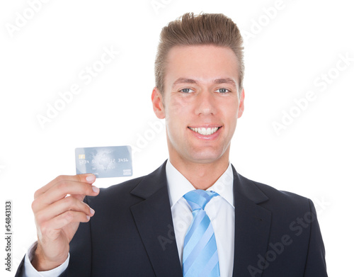 Businessman Holding Credit Card