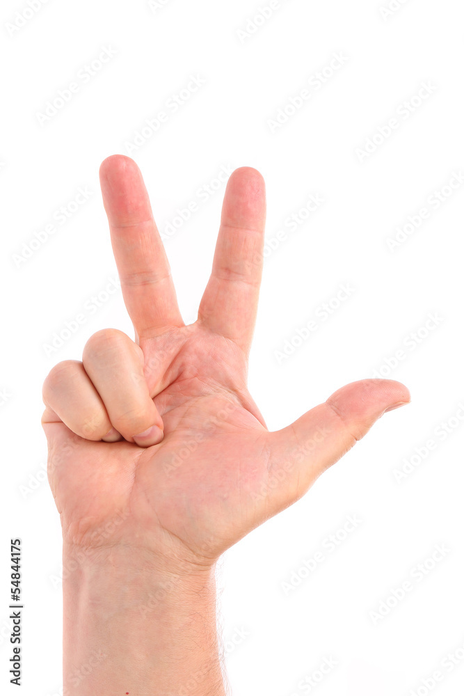 Three finger. Man's hand.