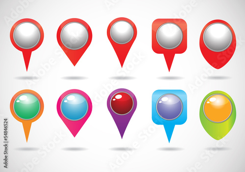 Free Download colorful of Vector Map Pins Pointer Icons  - GFXLoad