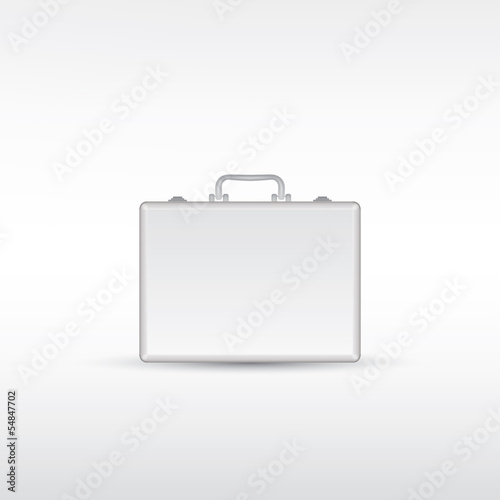 Silver metal briefcase. Vector eps10.