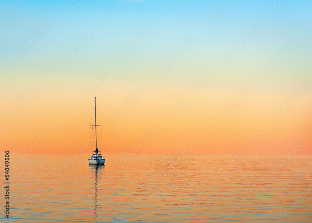 yacht in evening