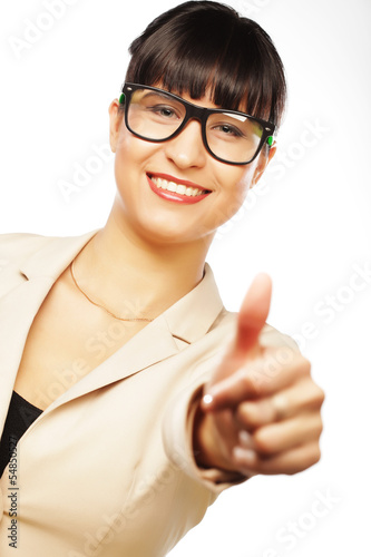 attractive caucasianwoman wearing glasses photo