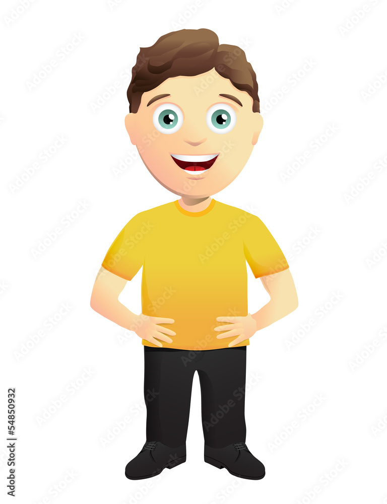 Mascot character in a Yellow T-shirt