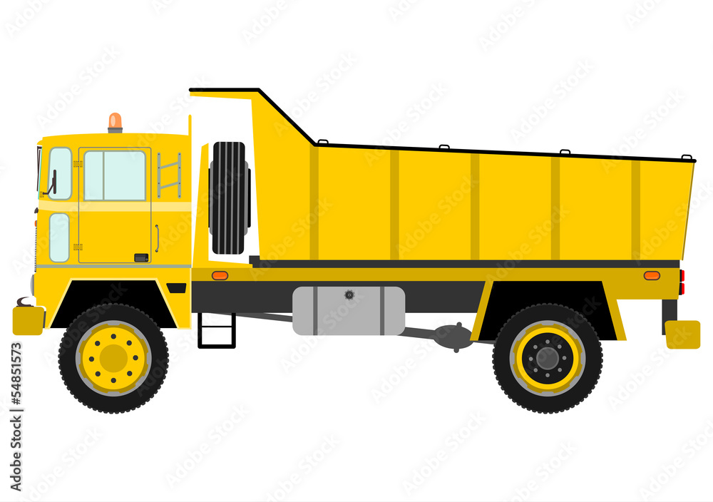 Tipper truck. Yellow dump truck in simple retro cartoon style. Tipper truck. Yellow dump truck in simple retro cartoon style.