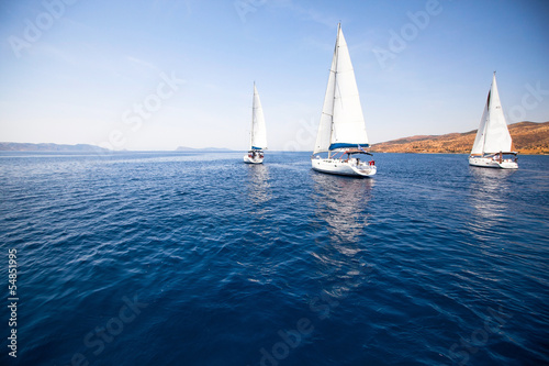 Group yacht sailing.