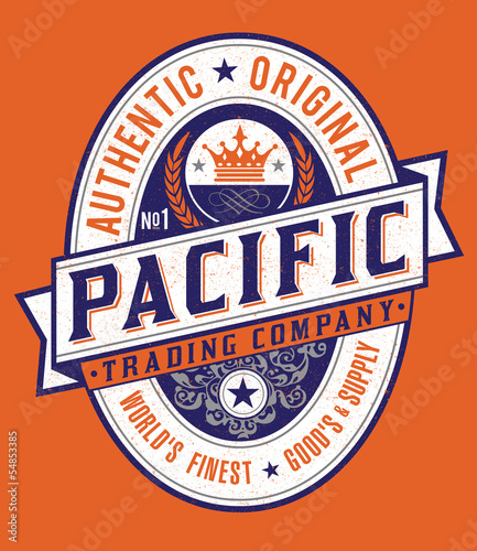 Vintage Americana Style Pacific Label Vector