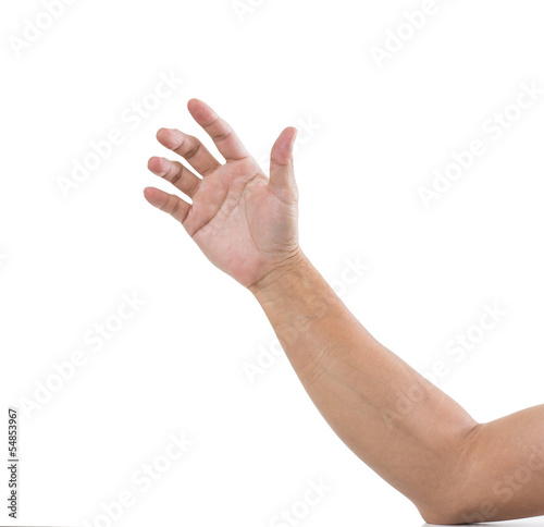 Man hand isolated on white background photo
