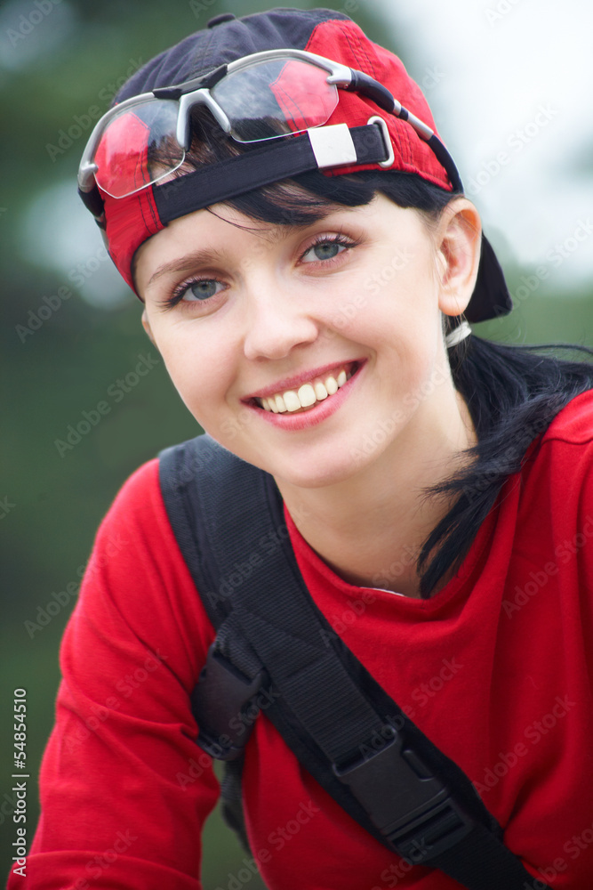 Portrait of young sports woman summer background Portrait of young sports woman summer background