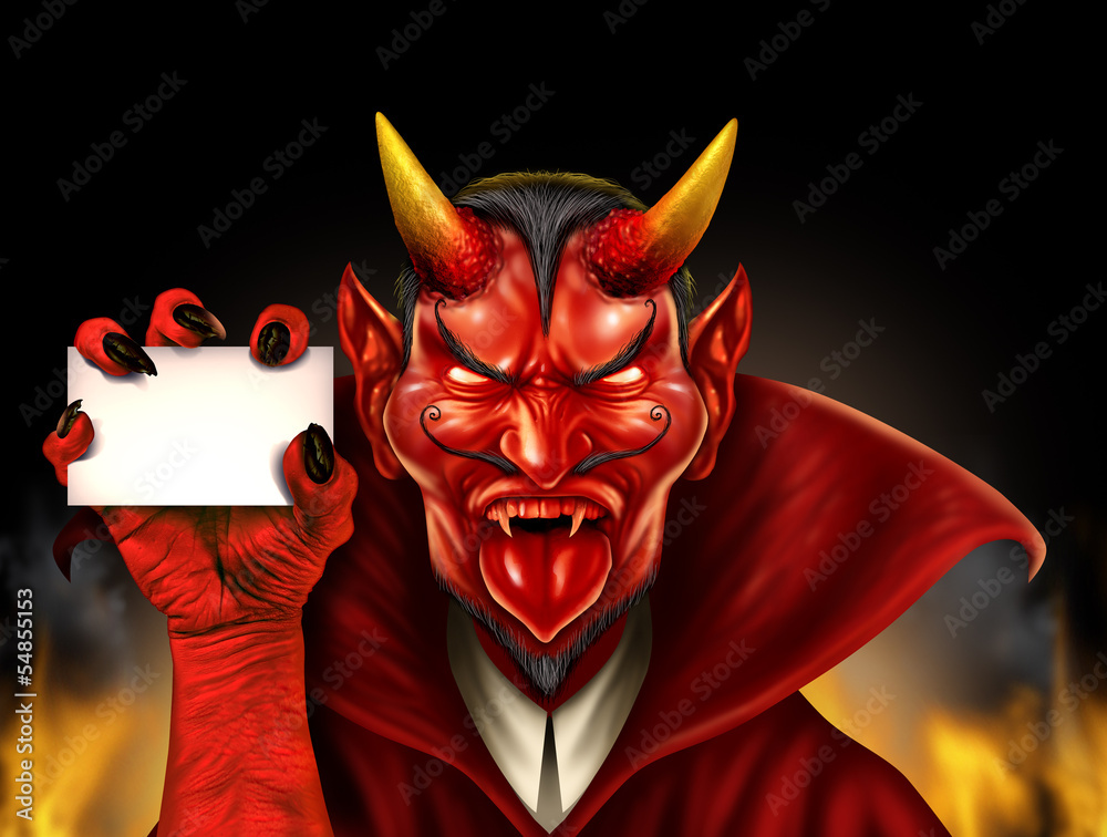 Devil Holding Sign