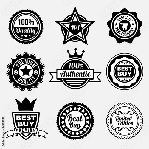 Set of premium quality labels with retro style design