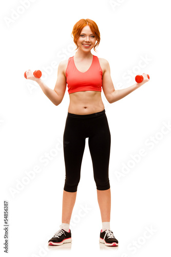 woman exercising with dumbbells