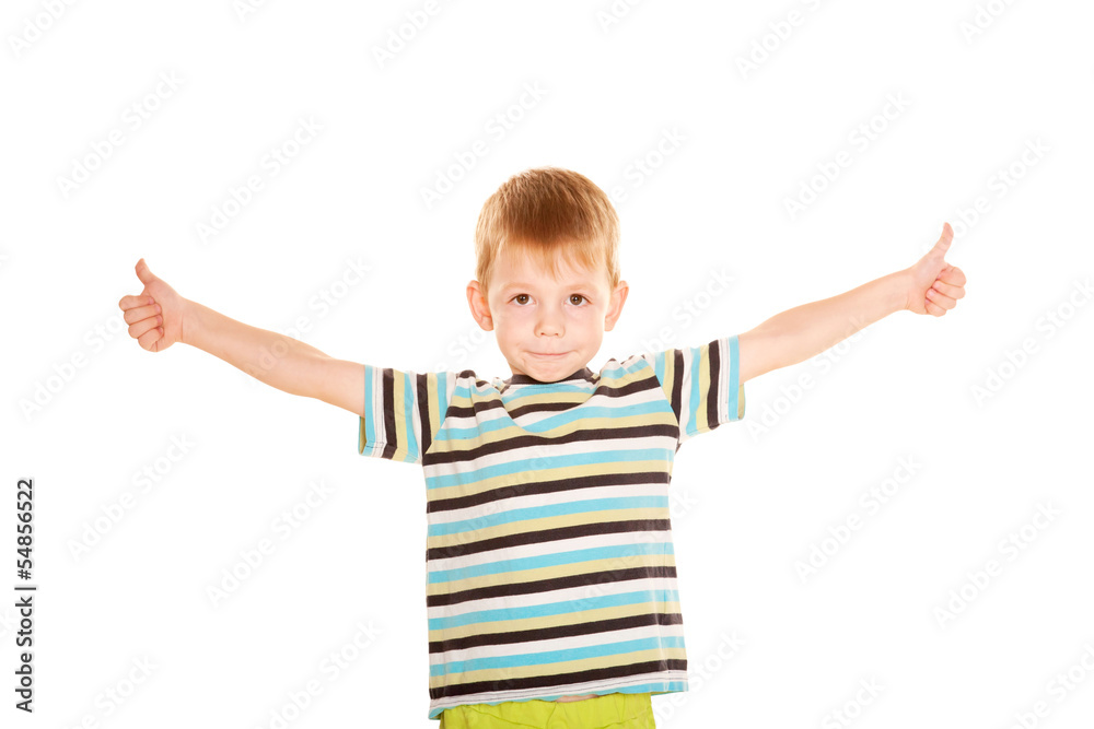 Happy little boy showing a thumbs up Happy little boy showing a thumbs up