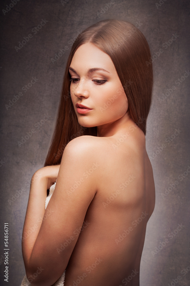 beautiful woman with naked back portrait beautiful woman with naked back portrait