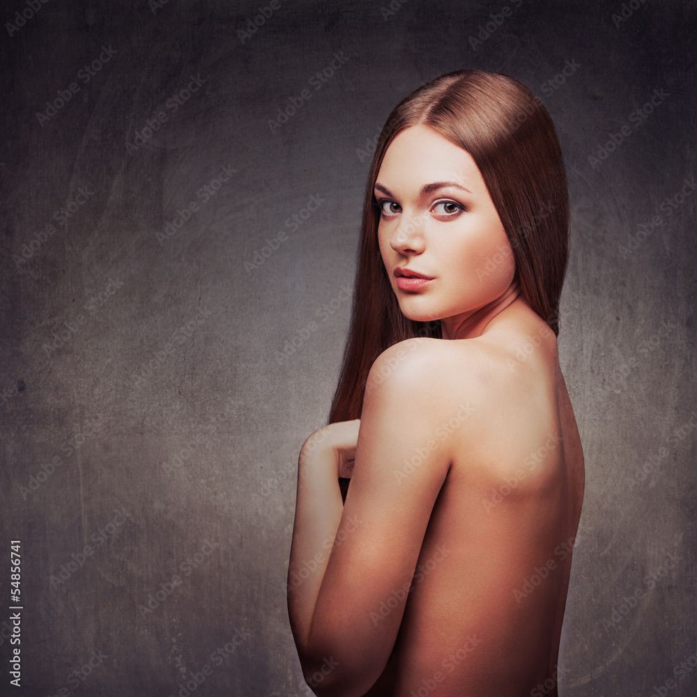 Fototapeta premium beautiful woman with naked back portrait