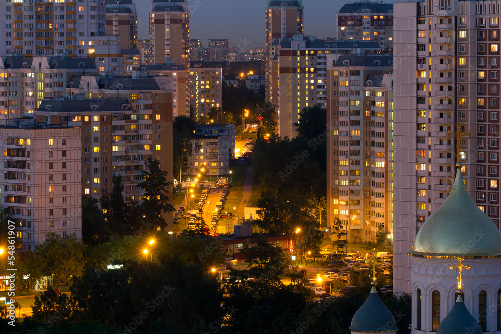 Moscow Solntsevo District at night