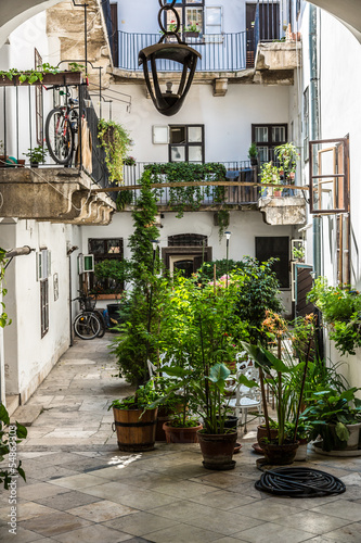 Photography A typical yard of Budapest. house built in classical style in Bu