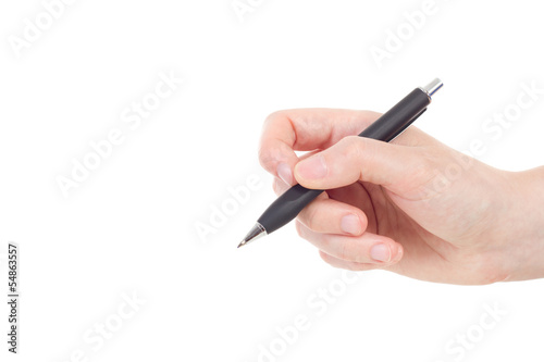 Caucasian hand with black colored pen