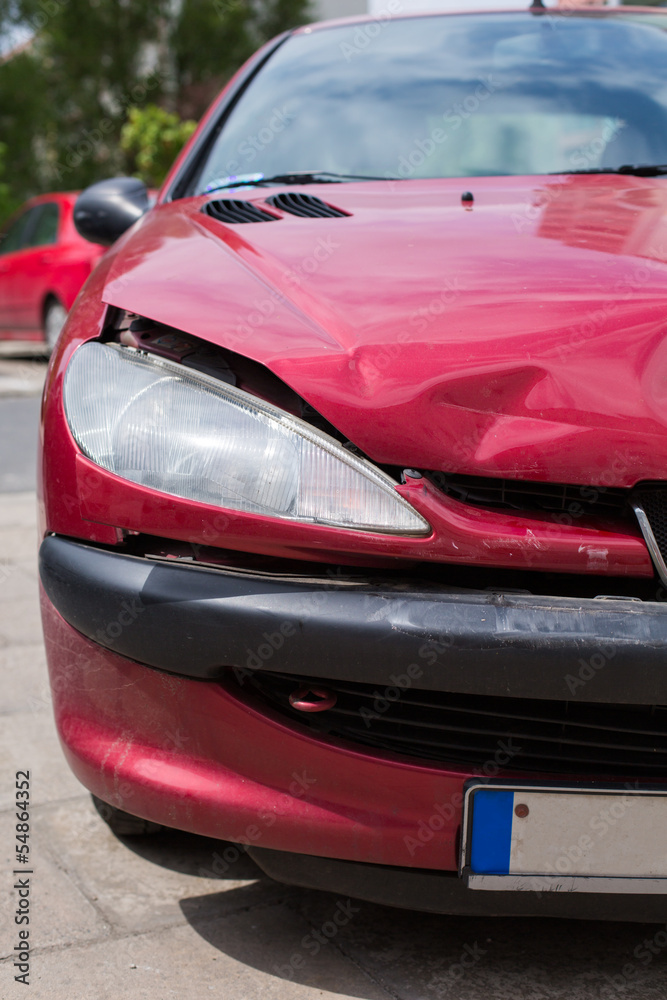 Front of a car after an accident